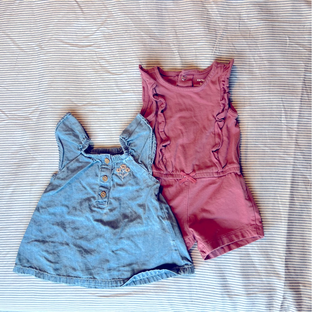 Carters 0-3m romper/shirt set